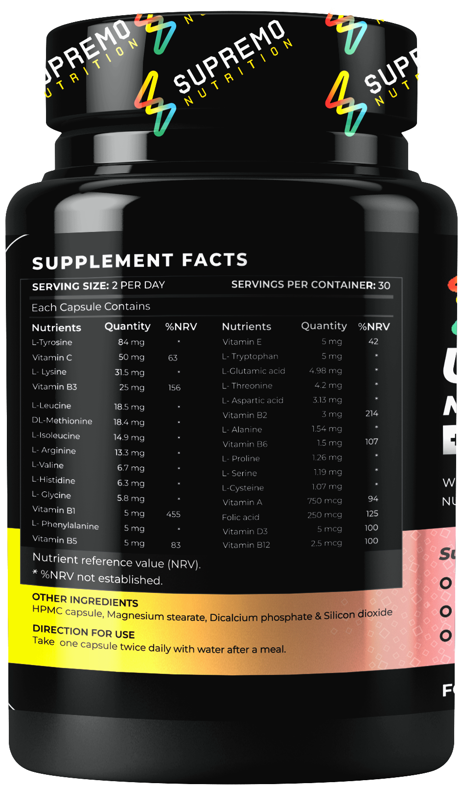 Ultimate Multivitamins + Amino Acid, Supports Healthy Metabolism, Supports Immune Function, Supports Energy, Strength & Stamina, 60 Capsules
