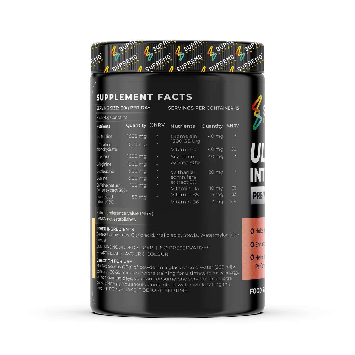 Ultimate Intensive Preworkout Formula (Juicy Watermelon), Helps Improve Athletic Performance, Enhance The Recovery Process, Helps Improve The Endurance Performance