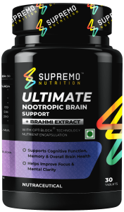 Nootropic Brain Support with Brahmi Extract, Supports Cognitive Function, Memory & Overall Brain Health, Helps Improve Focus & Mental Clarity, 30 Tablets