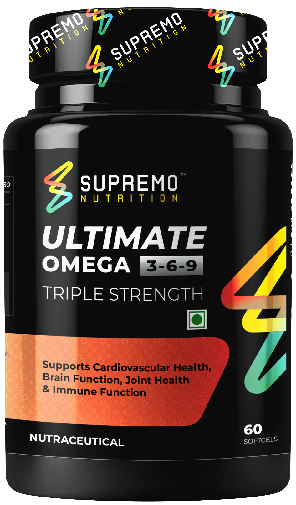 Ultimate Omega 3-6-9, Supports Cardiovascular Health, Brain Function, Joint Health and Immune Function, Non GMO, Natural, 60 Softgels