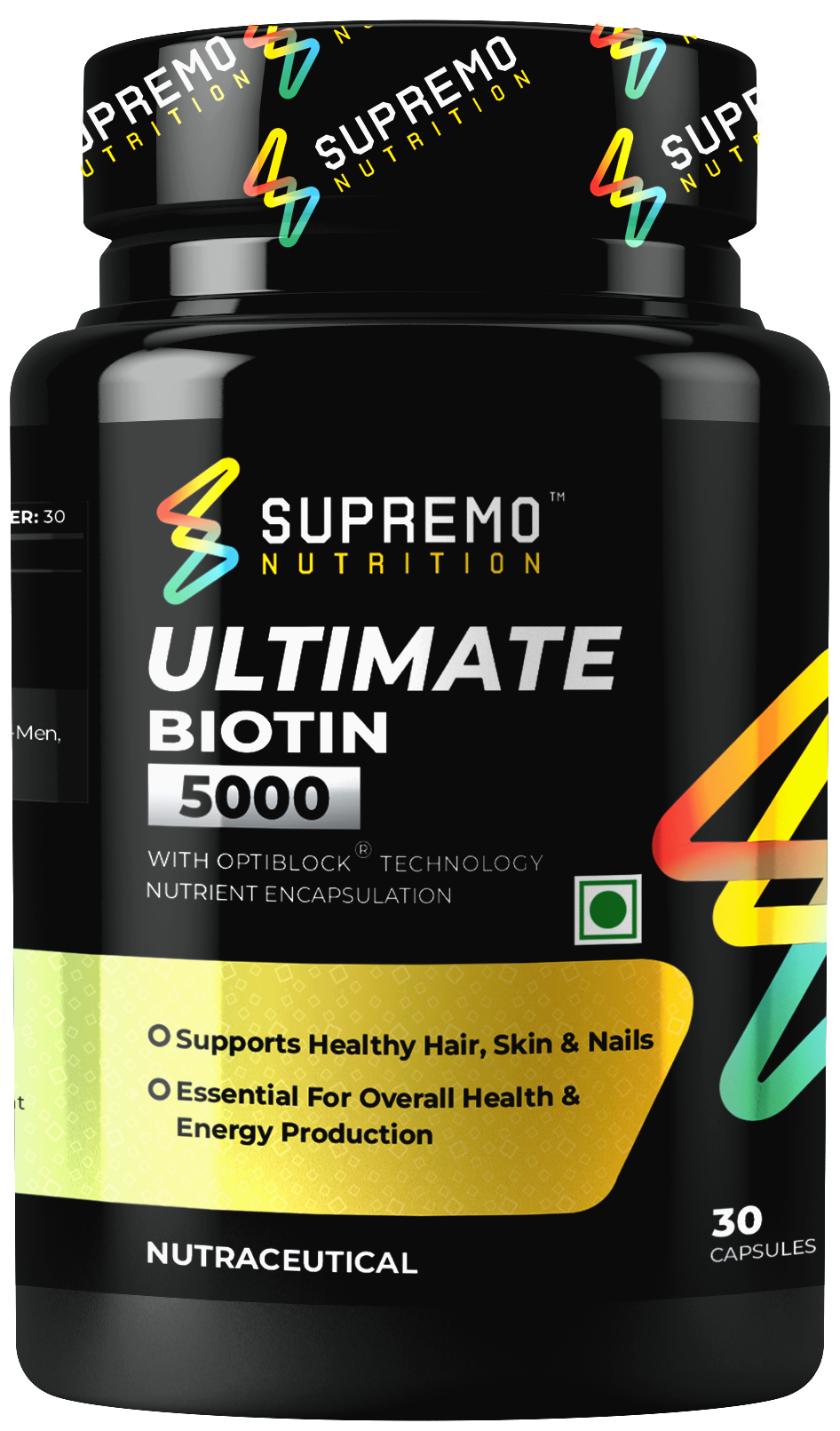 Ultimate Biotin 5000, Supports Healthy Hair, Skin & Nails, Essential For Overall Health & Energy Production, 30 Capsules