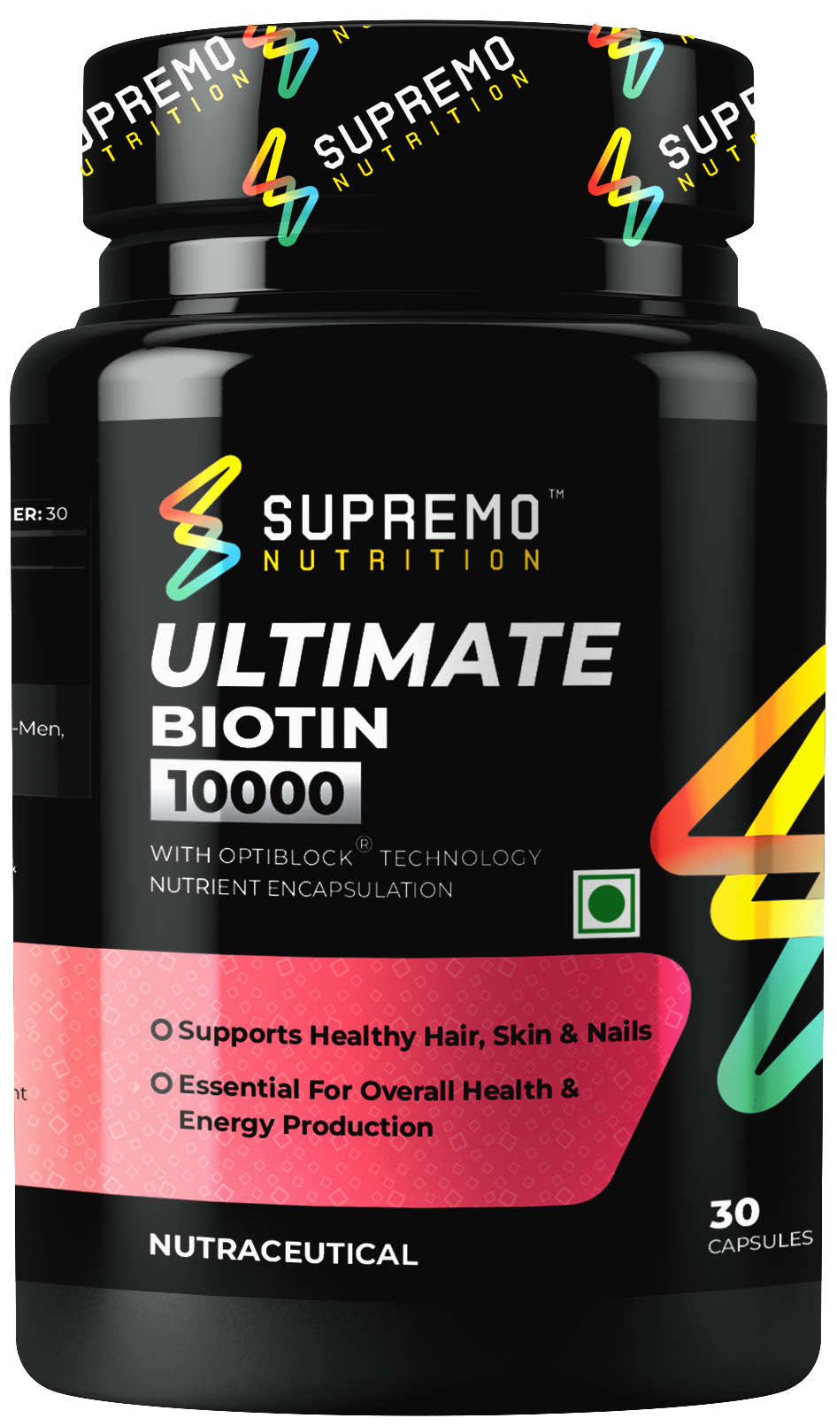 Ultimate Biotin 10000, Supports Healthy Hair, Skin & Nails, Essential For Overall Health & Energy Production, 30 Capsules