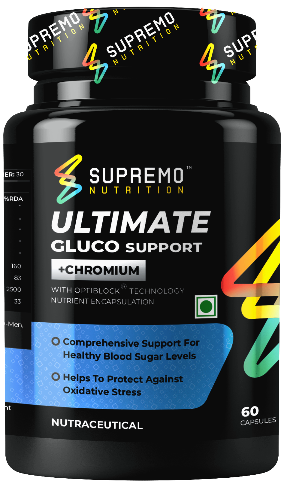 Ultimate Gluco Support (Chromium), Comprehensive Support For Healthy Blood Sugar Levels, Helps Protect Against Oxidative Stress, 60 Capsules