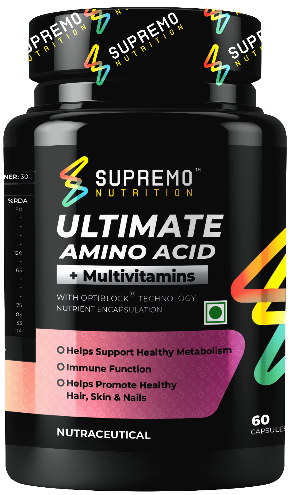 Ultimate Amino Acid + Multivitamins Helps support Healthy Metabolism, Immune Function, Helps Promote Healthy Hair, Skin & Nails, 60 Capsules